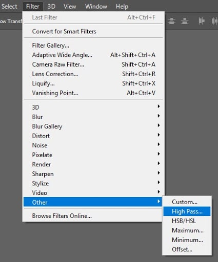 Go to Filter other High pass.