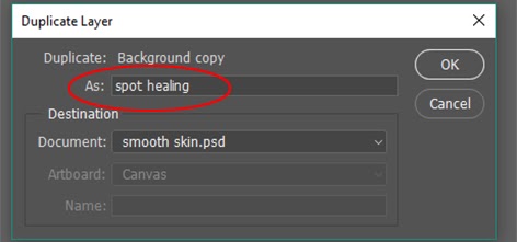 Layer name, Spot Healing