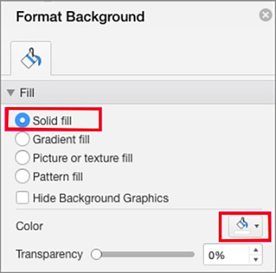 Format Background pane