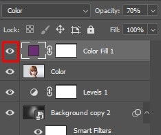 click the eyeball icon of Color Fill 1 laye