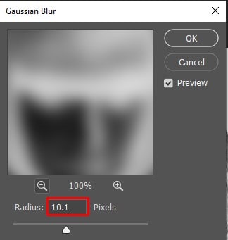 select a lower radius value of 10.1 pixels