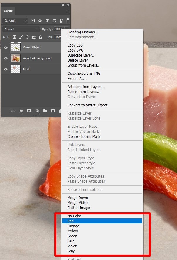 How to Use Color Code in Photoshop Layers