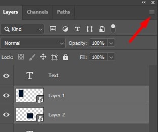 click on the Layers panel options 