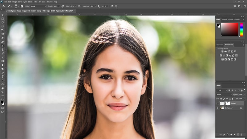 Correct Flyaway Hairs using Clone Stamp tool