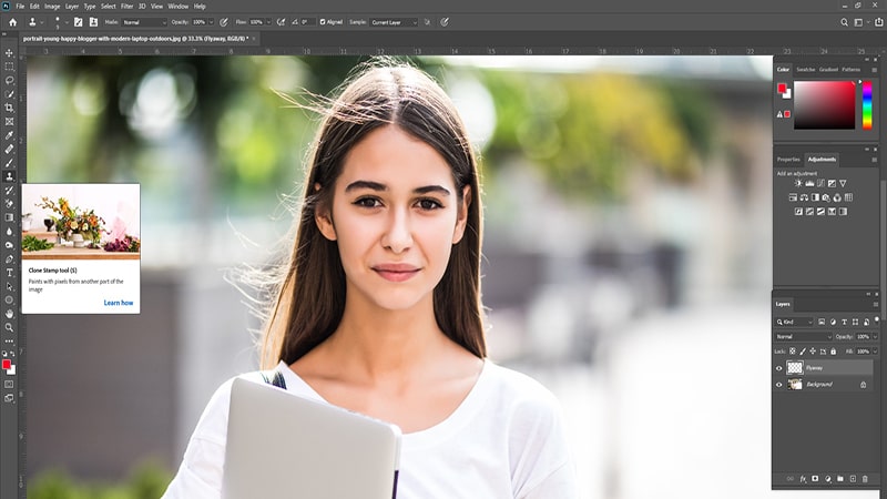 How to Correct Flyaway Hairs Using Clone Stamp Tool Photoshop