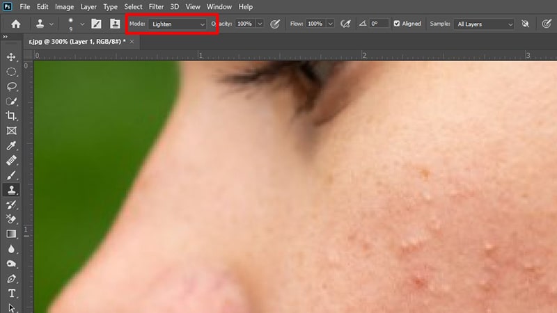 Remove Imperfections using Clone Stamp Tool