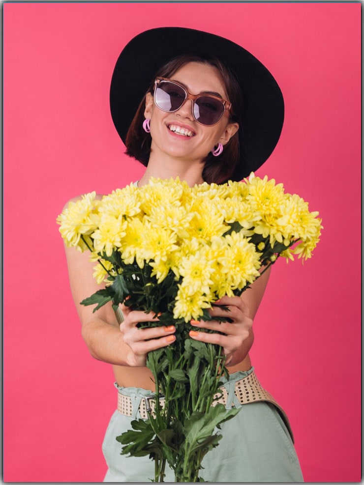 Female Pose With Flowers