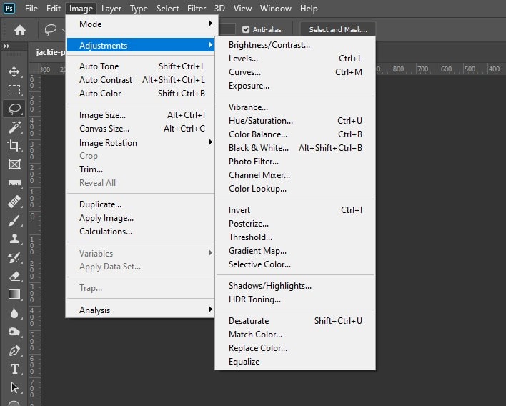 Edit Images Adjusting Color