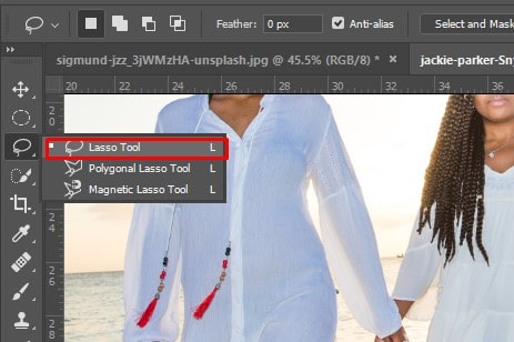  Select Area by Lasso Tool