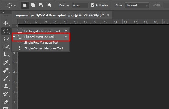 Select Area by Marquee Tool