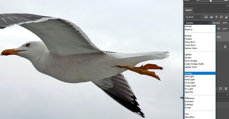 Choose the Blending Mode from Overlay