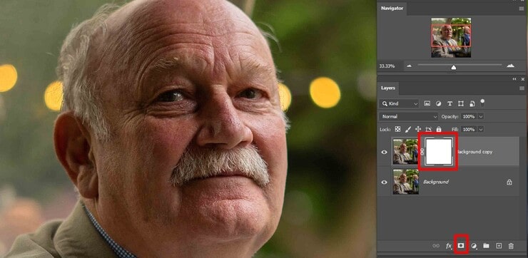 add a layer mask on the Background copy layer