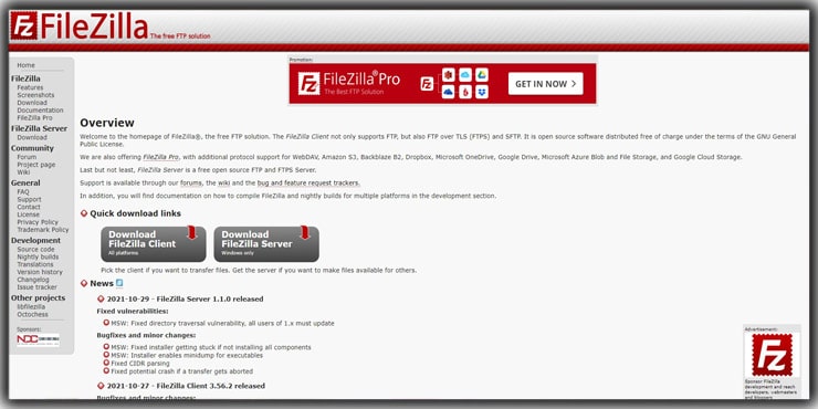 Filezilla Photographer's Choice for Free File Sending