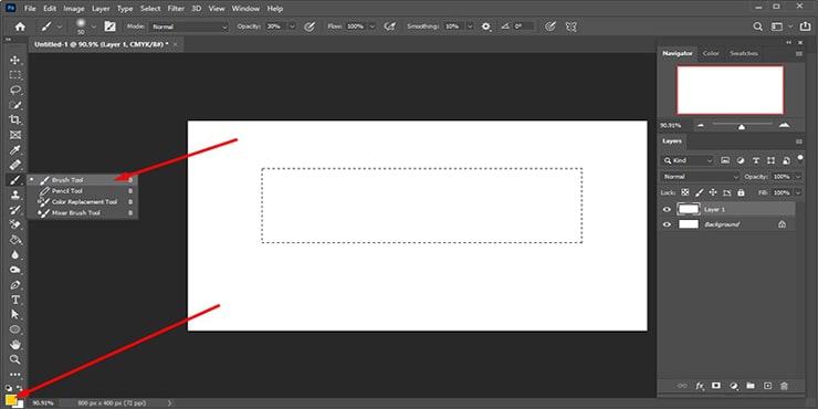 Selecting the Brush and Color