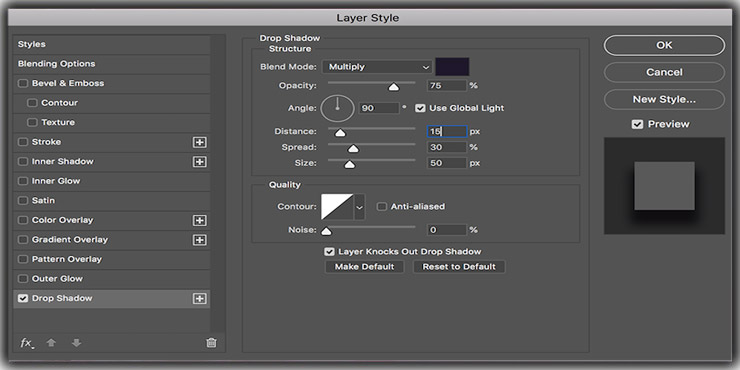 drop shadow on the dialogue box