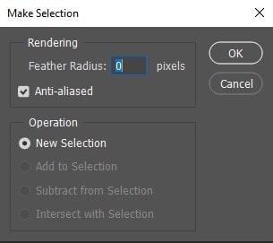 put the value 0 to the Feather radius