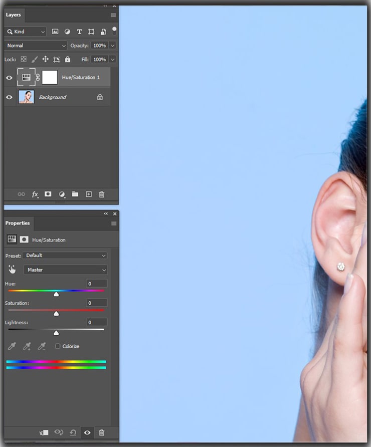 Make Hue Saturation Adjustment Layer