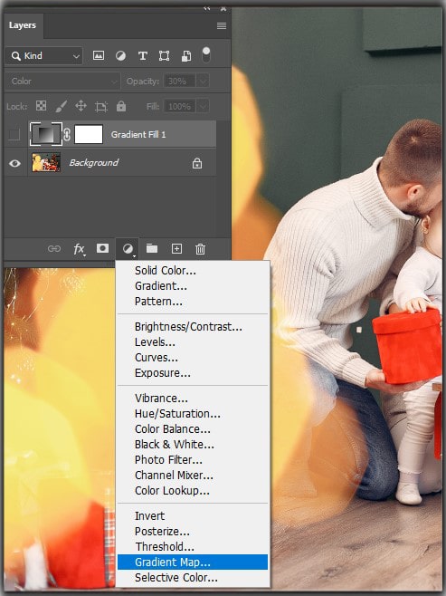 gradient map adjustment layer