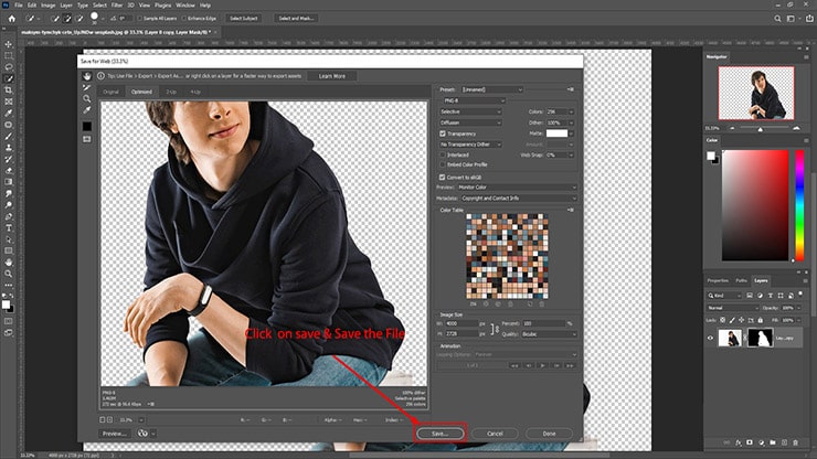Save for Web the Transparent BG Image