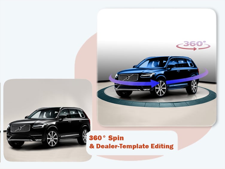 360 degree spin and dealer template editing – sequence of vehicle frames prepared for a walkaround