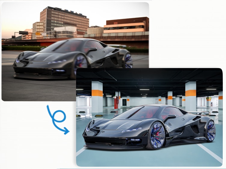 Add shadow to car image – vehicle grounded with a natural shadow on a clean background