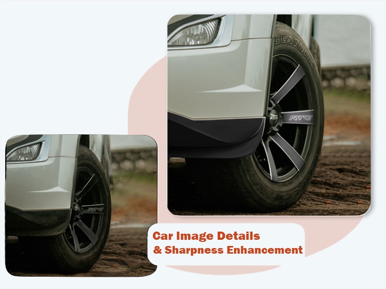 Alloy wheel and detail enhancement – rims cleaned and sharpened on a vehicle photograph