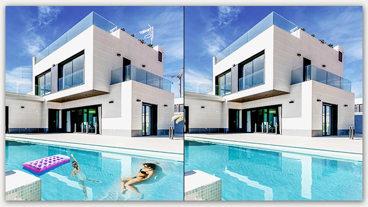 Architecture photo editing – building exterior photograph enhanced with clarity and contrast