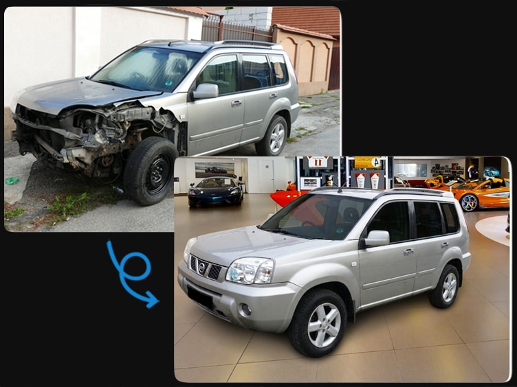 GEI car image enhancement – professional vehicle retouching result for an online listing