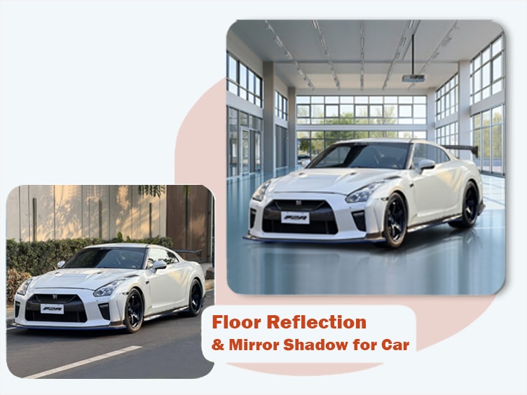 Floor Reflection & Mirror Shadow – car image editing by Graphic Experts India
