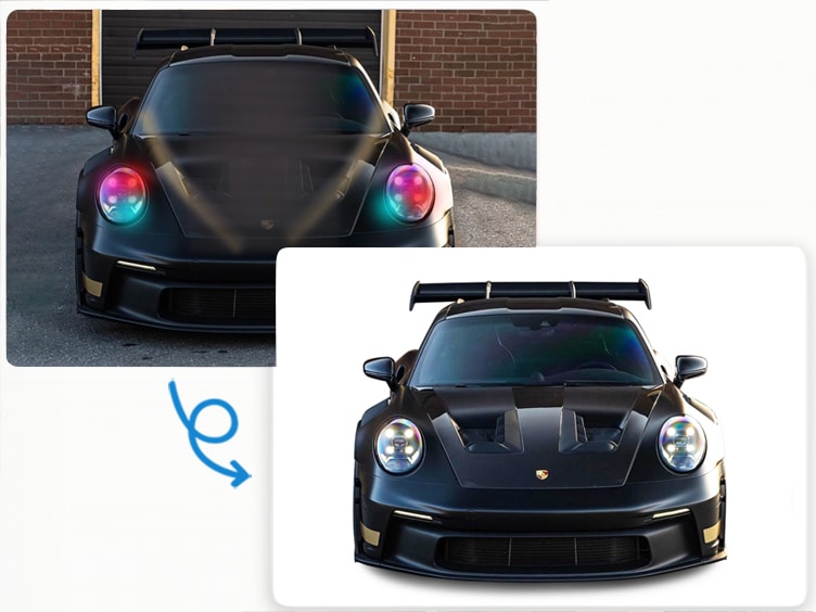 Car image enhancement service – vehicle photograph corrected and polished by Graphic Experts India