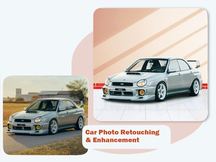 Car photo retouching – dents, scratches, and dust removed from a vehicle body panel