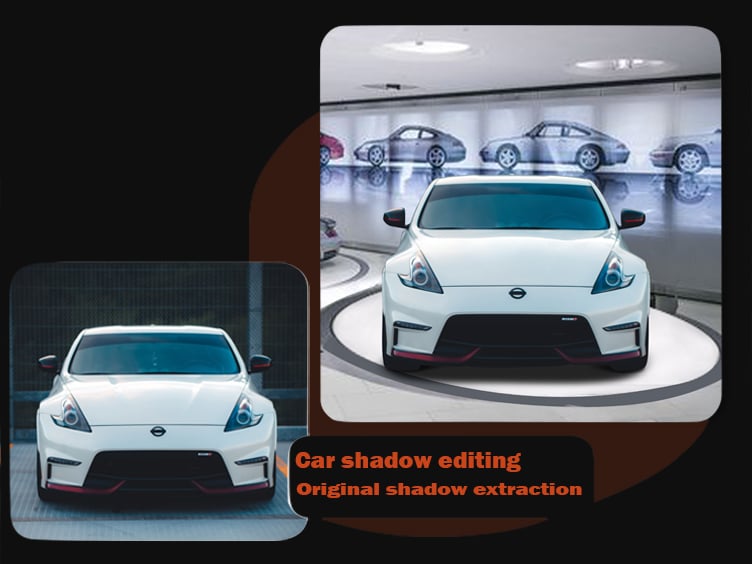 GEI car shadow editing – vehicle grounded with a realistic shadow for an online listing
