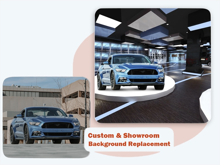 Custom & Showroom Background Replacement – car image editing by Graphic Experts India