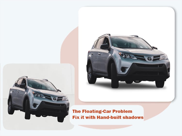 The floating car problem – a cut-out vehicle without a shadow looks pasted onto the background