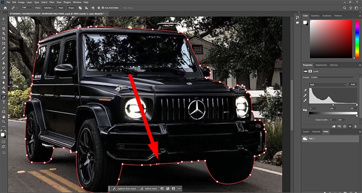 Create clipping path on a car image