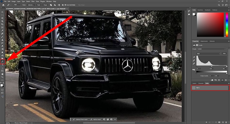 Select Pen tool and set Path mode