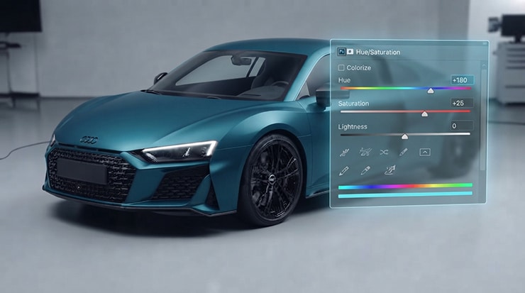Change the car's color with a non-destructive layer