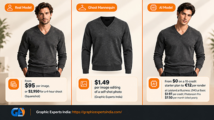AI Models, Ghost Mannequins and Real Models Compare Side by Side